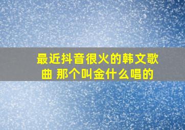 最近抖音很火的韩文歌曲 那个叫金什么唱的